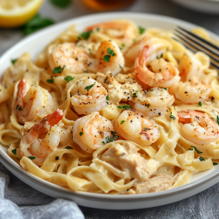 chicken and shrimp alfredo